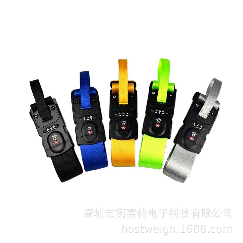 海关锁插扣手提秤 40kg旅游箱捆绑带秤带3位TSA密码锁多功能