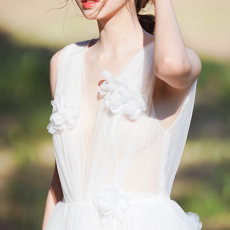 出门纱新娘超仙旅拍礼服法式婚纱女户外2024森系轻新款简约梦幻小