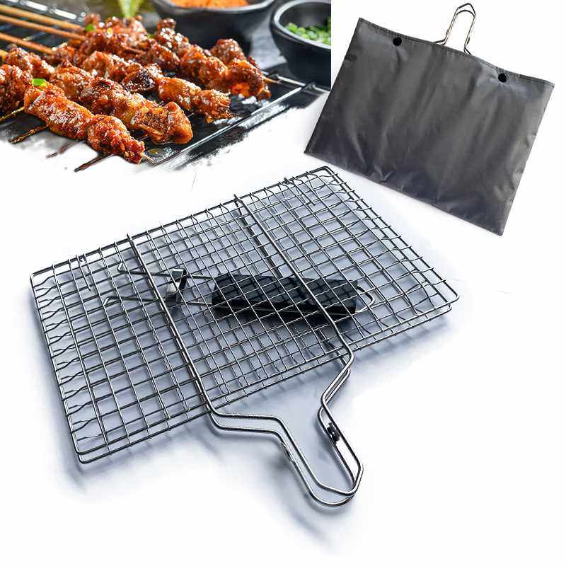 不锈钢304小号折叠烧烤网 木柄烤网夹户外烧烤工具拆装柄烧烤网格,电子元器件市场,其它元器件,淘宝优惠券,粉丝福利购,淘宝优惠卷