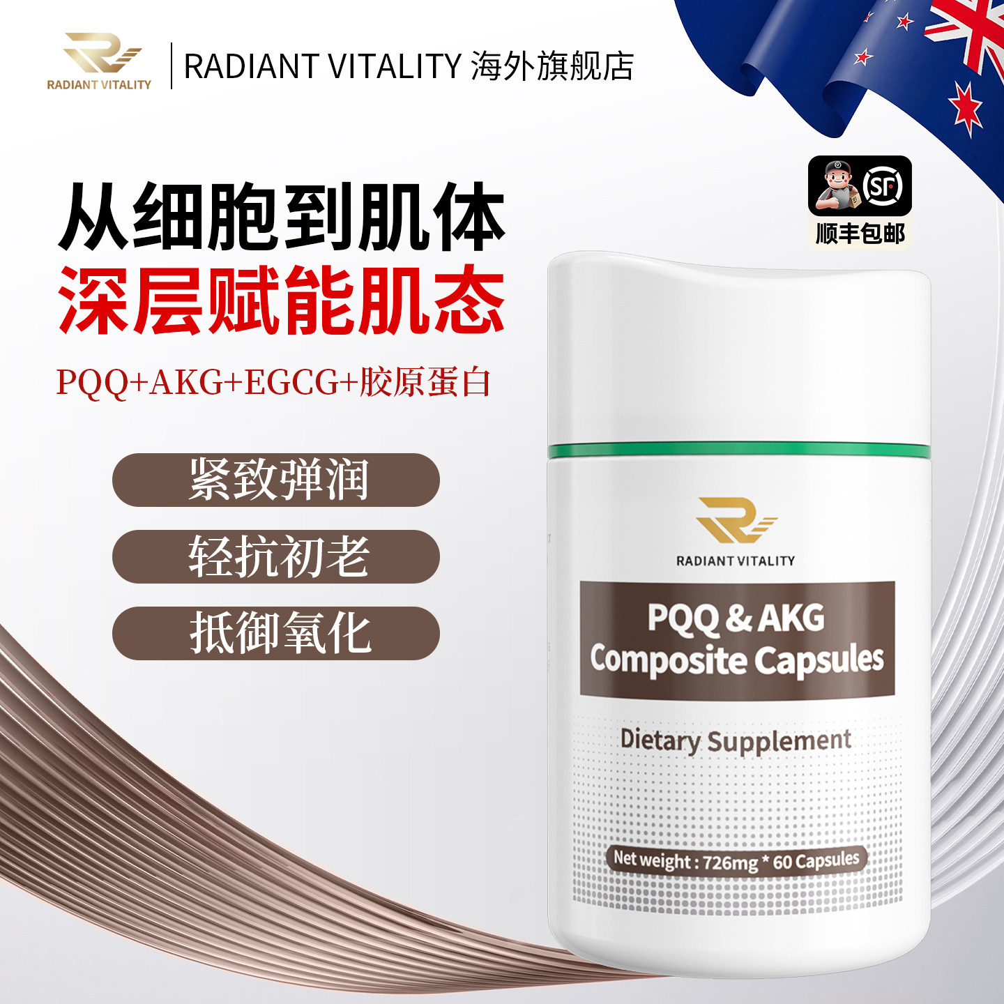 【逆龄食刻】女性PQQ AKG内服抗糖化抗氧化补充胶原维持肌肤弹性