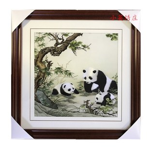 纯手工新款 饰画3535熊猫 精品苏州刺绣画苏绣成品挂画玄关装