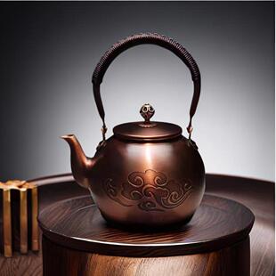 纯紫铜雕花手工加厚烧水壶家用泡茶沏茶养生电陶炉围炉功夫煮茶器