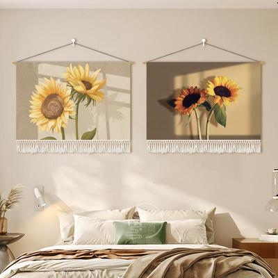 定制北欧风装饰画向日葵光影走廊挂画电表箱遮遮丑挡布艺挂布挂毯