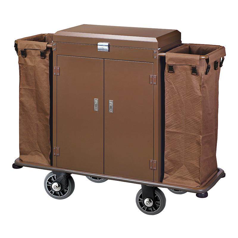 带门带盖酒店双边工作服务车静音房口车布草车推车咖啡色铁烤漆,商业/办公家具,客房服务车/布草车,淘宝优惠券,粉丝福利购,淘宝优惠卷