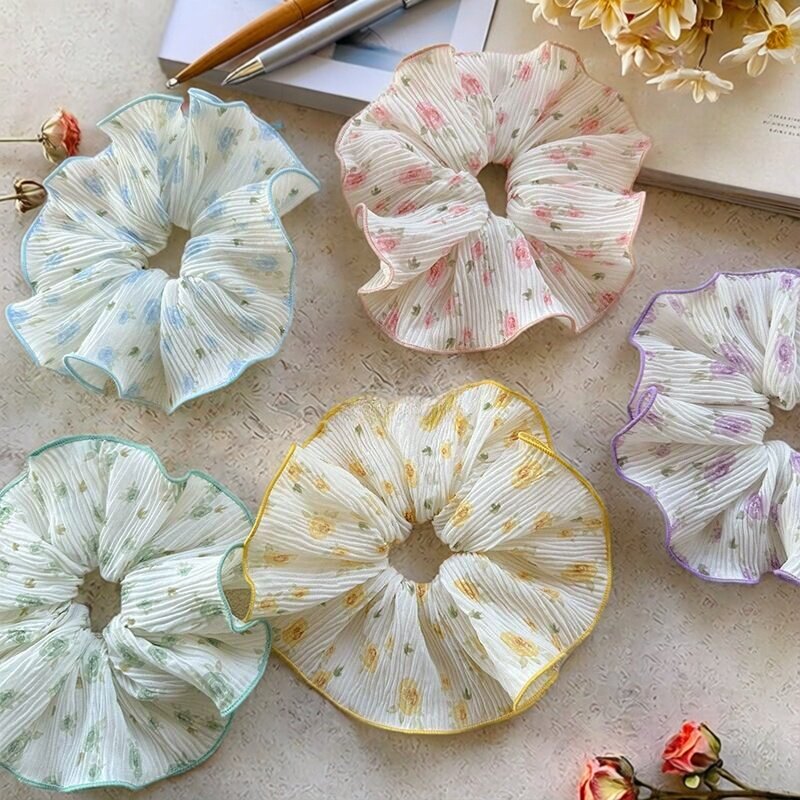 夏季韩系荷叶边雪纺大肠发圈图片