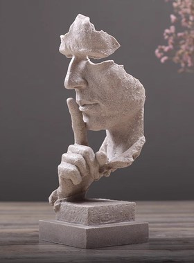 德国简约现代创h意沉默是金工艺品摆件雕塑办公室客厅艺术品装饰