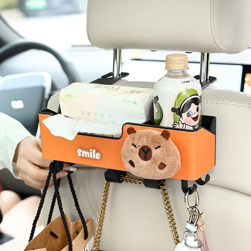 汽车座椅背挂钩车载后背挂钩多功能后排靠背车用水V杯架车内纸巾