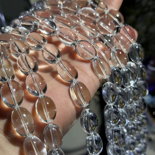 高品质纯天然白水晶米珠10*15mm散珠DIY半成品手工串珠