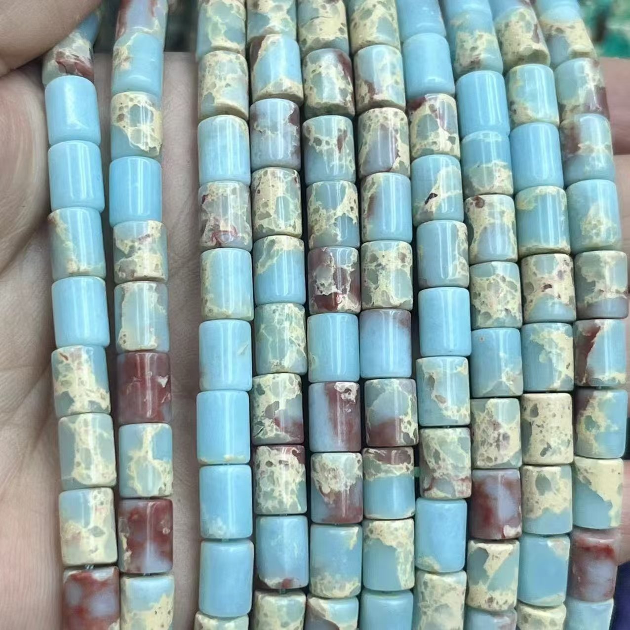 天然寿山石配珠  6X8MM 圆柱形管管 半宝石DIY散珠配件