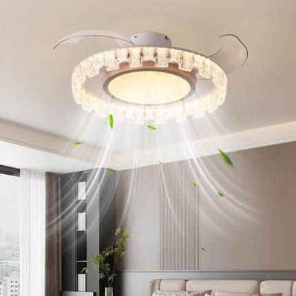 隐形扇叶吊扇灯2025新款现代简约全光谱护眼LED卧室饭厅吊扇灯