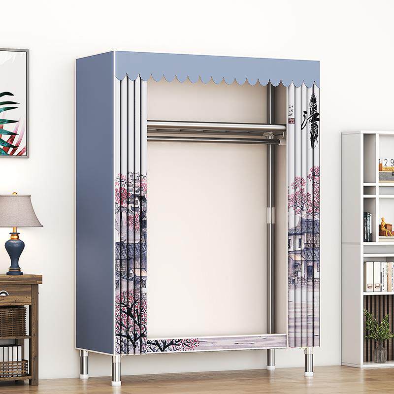 简易衣柜现代简约布衣柜钢管加粗加固出租房家用卧室收纳挂衣架子