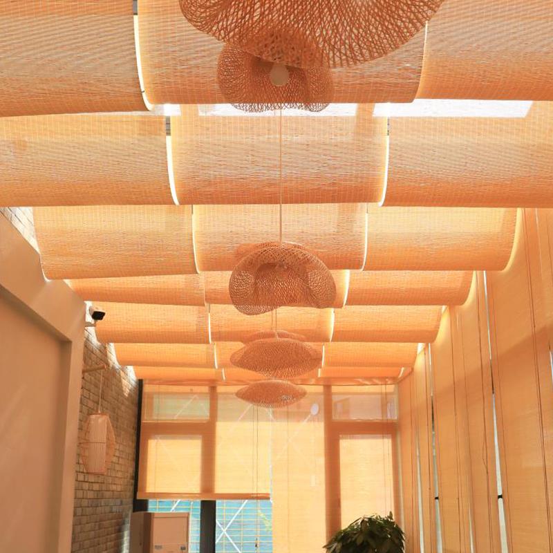 竹席吊顶墙面装饰竹帘子农家乐餐厅工程民宿木屋复古防腐材料装修