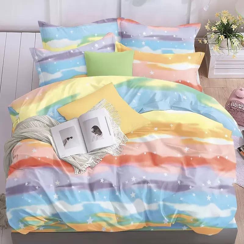 三件套【星月彩虹】床单2.3x2.3+48*74枕套一对加厚磨毛斜纹面料