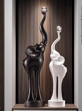 丰富吉祥大象装饰品客厅落地无障碍豪华创意入口壁龛电视柜装饰品