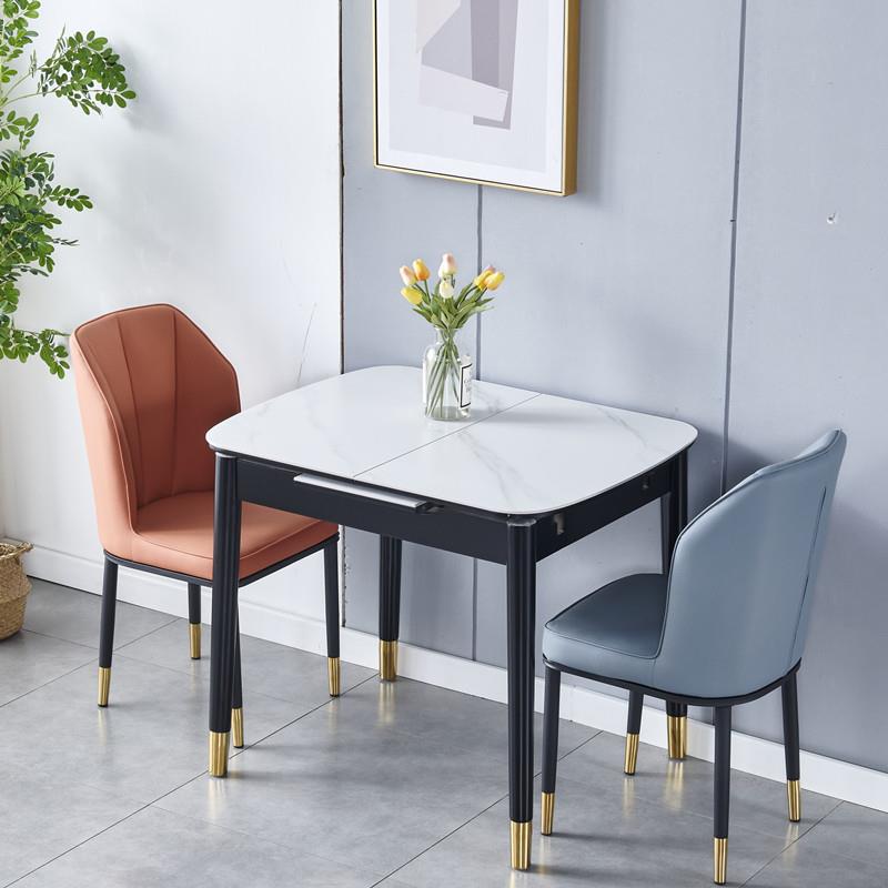 可伸缩折叠岩板餐桌家用小户型现代简约长方形轻奢餐桌椅组合餐台