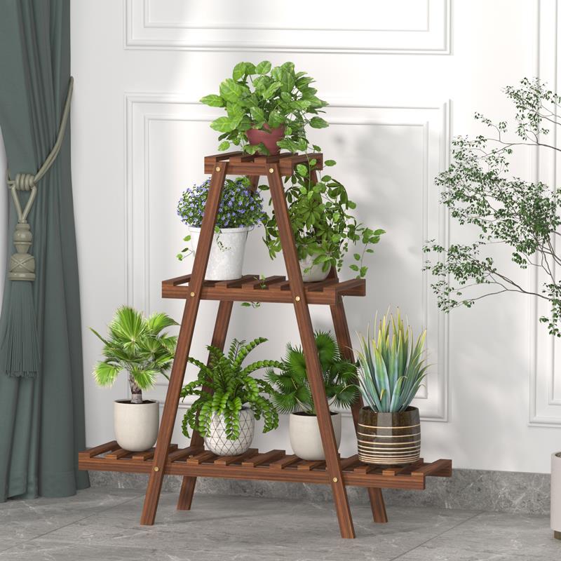 实木室内阳台花架子落地桌面绿萝多肉植物架办公室盆栽收纳置物架