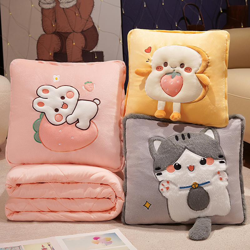 冬季抱枕被子两用加m厚加绒办公室午睡枕头毯子二合一车载折叠靠