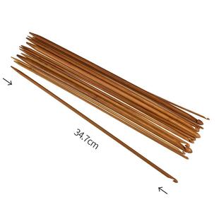 勾针手工毛线diy编织工具 碳化竹木钩针35cm加长阿富汗钩针套装