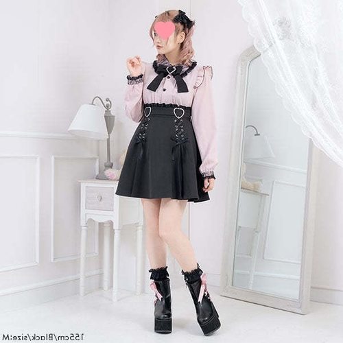 日本原单rojita系蕾服梦展望半裙Lolita裙子软妹可爱裙粉色黑色