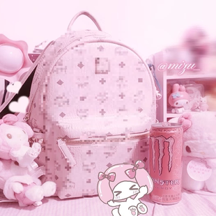 日单蕾系量产型樱花妹粉色真皮日系双肩包优爱同款甜妹背包蕾系包