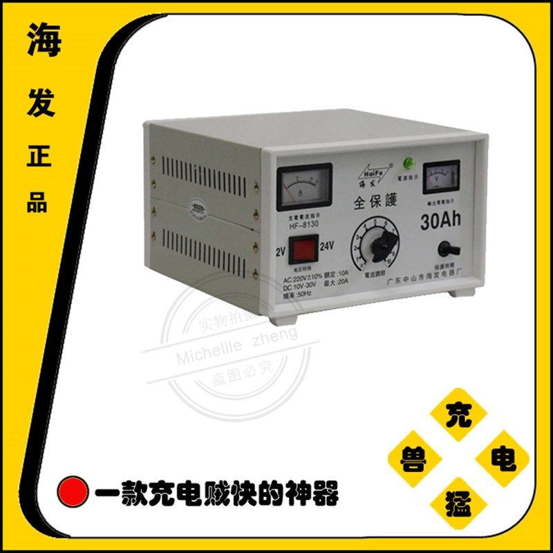 海发牌全保护快速充电机汽车充电器12V24V30A