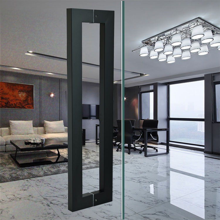 孔距40/56/76/96/116/146/176cm不锈钢玻璃门黑色大拉手 木门把手