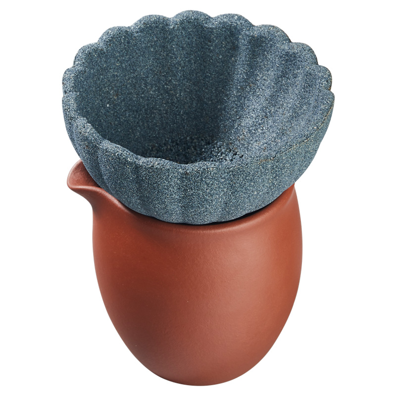 容山堂 无孔茶漏紫砂公道杯套装家用茶滤陶瓷过滤网托架茶具配件