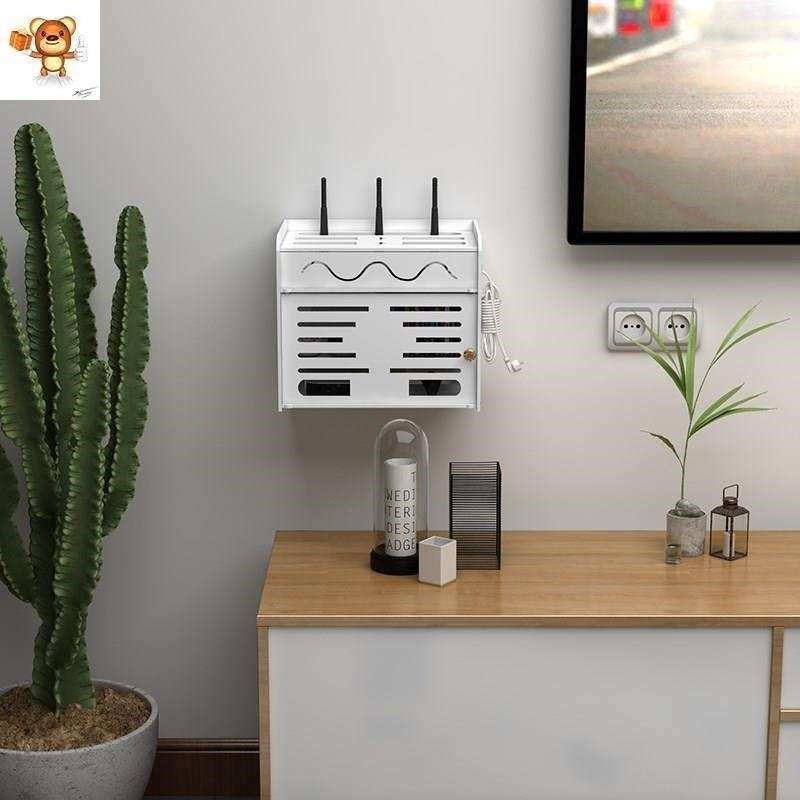 固定隔板墙壁电视柜交换机路由器收纳盒置物架墙上免钉桌面挂墙上