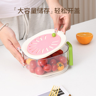 家用厨房保鲜碗果篮折叠手柄带盖子洗水果蔬 多功能沥水篮2024新款