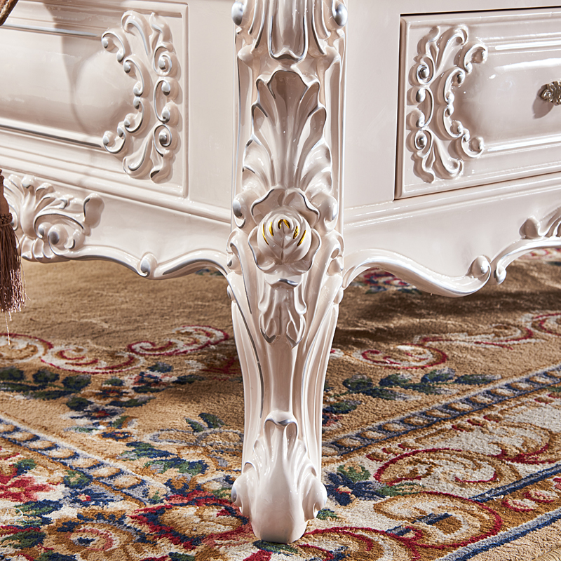 欧式茶几 客厅大理石面茶几豪华全实木雕花别墅茶台茶桌 美式茶几