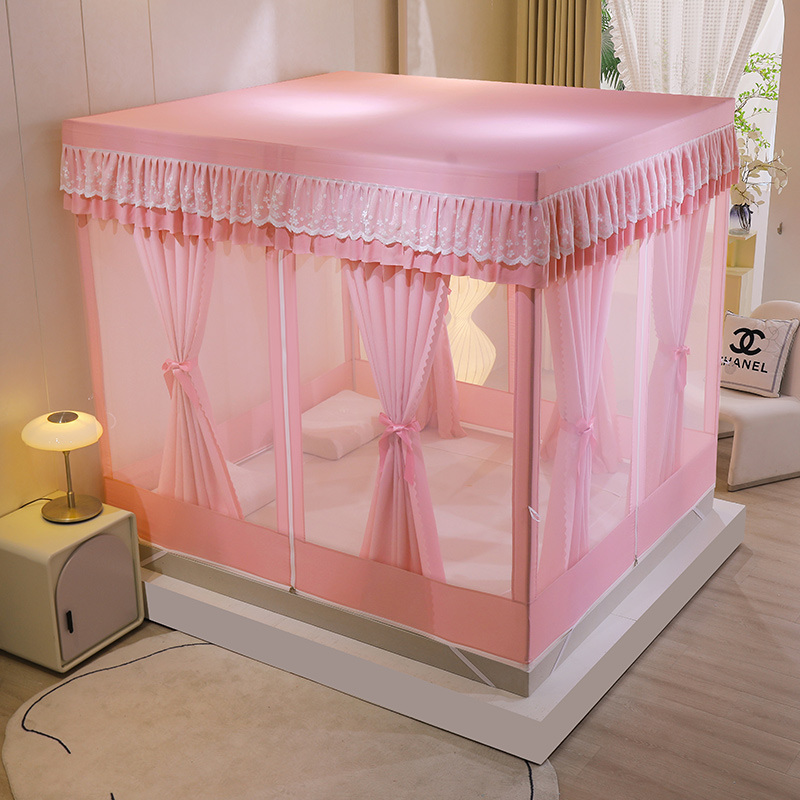 蚊帐2023新款家用遮光床帘一体式1B米5床1.8儿童防摔坐床A类纹账