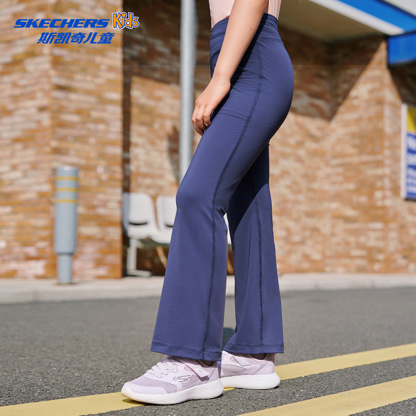 斯凯奇童装女童喇叭裤26夏薄新瑜伽运动紧身打底长裤SkechersKids