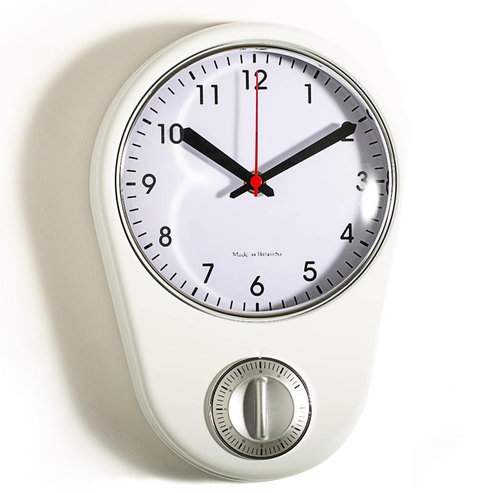 Biramba中古风北欧铁壳厨房钟家用钟表小挂钟倒计时静音厨房挂钟