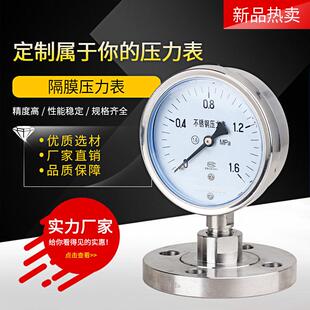 隔膜压力表YTP100BF 不锈钢耐震钽膜片316L法兰衬四氟 化工水处理