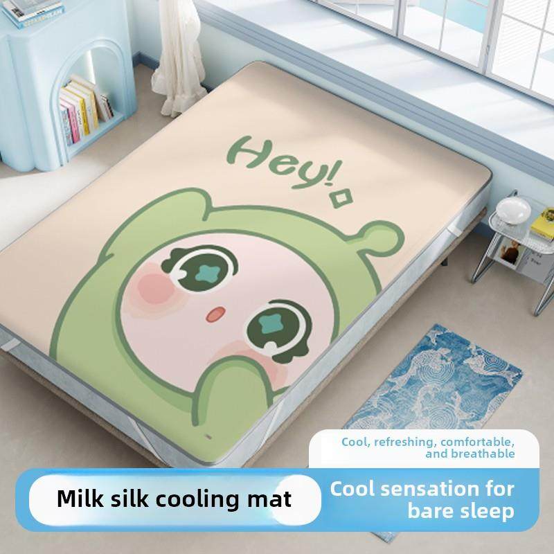 新款夏季卡通冰丝席蛋仔派对凉席可机洗宿舍单人0.9m床席子单件