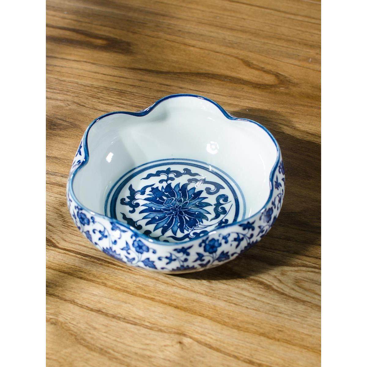 景德镇青花陶瓷仿古笔洗国画文房书法毛笔洗涮笔缸大小号水盂水浅