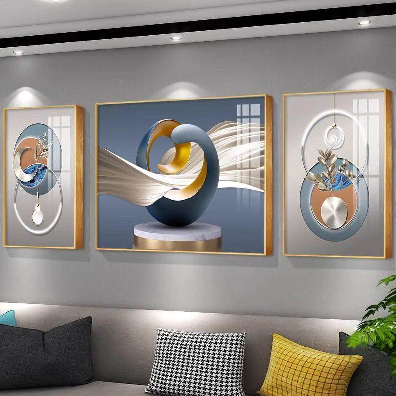 轻奢沙发背景墙挂画高端大气墙画三联画现代简约客厅装饰画壁画,家居饰品,现代装饰画,淘宝优惠券,粉丝福利购,淘宝优惠卷