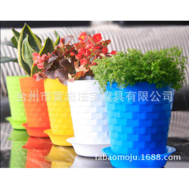 花盆办公桌小花盆多肉花盆塑料花盆出水孔带托盘花盆模具