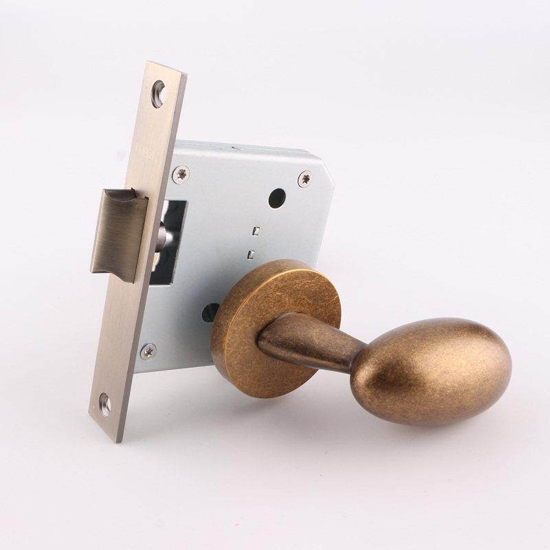 依佰利仿古铜通道锁金色轻奢无钥匙卧室内过道锁简约黑色北欧门锁