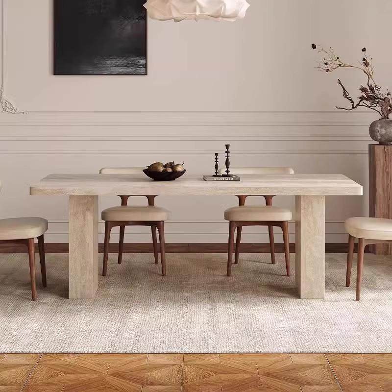 法式洞石岩板餐桌椅组合现代简约家用长方形设计师下挂中古风岩板,住宅家具,岩板餐桌,淘宝优惠券,粉丝福利购,淘宝优惠卷