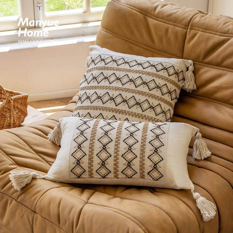 蔓越家 民族风棉麻抱枕客厅沙发靠枕复古侘寂床头靠垫抱枕套含芯,居家布艺,靠垫/抱枕,淘宝优惠券,粉丝福利购,淘宝优惠卷