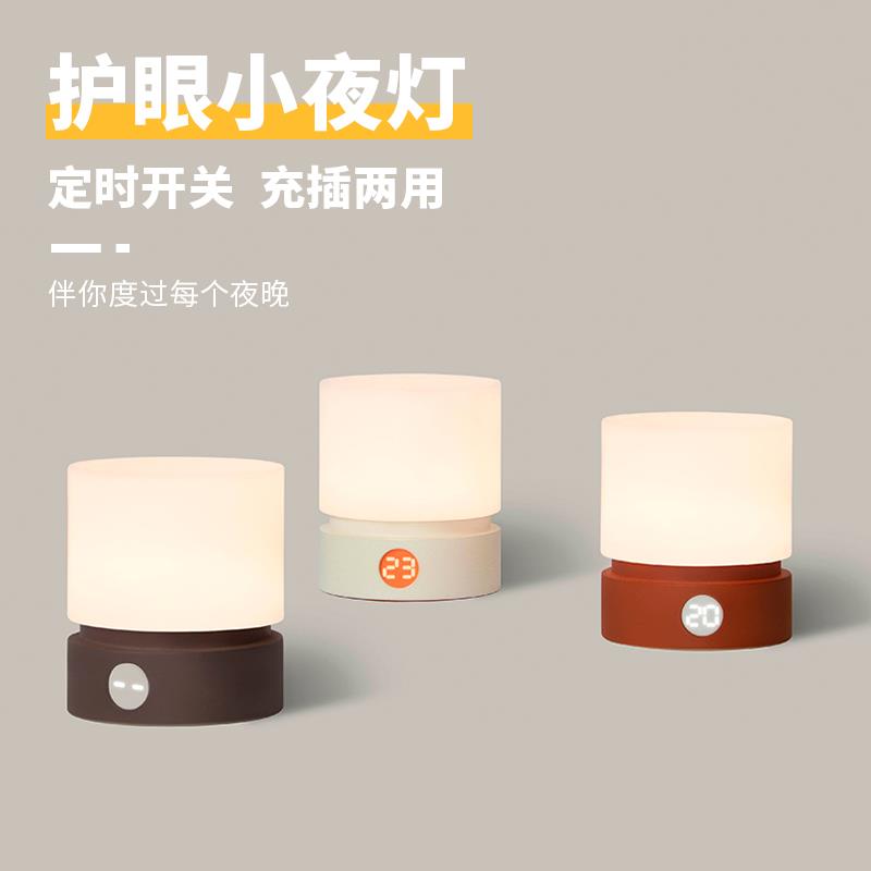 定时关闭小夜灯充电卧室护眼睡眠氛围房间创意台灯ins哺乳床头灯