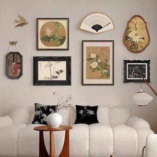 新中式不规则组合客厅装饰画扇形玄关沙发背景墙挂画卧室床头壁画