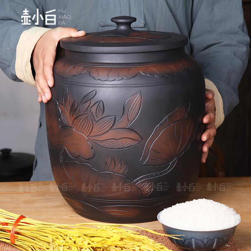 陶瓷米缸家用带盖密封防潮防虫老式20斤30斤50斤储米箱米桶大容量