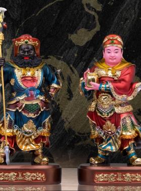 关平周仓神像树脂金缕彩关公左右护法关平周仓将军中式桌面摆件