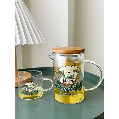 玻璃杯可爱学生喝水杯茶水分离一键过滤泡茶杯花茶杯办公室果汁杯