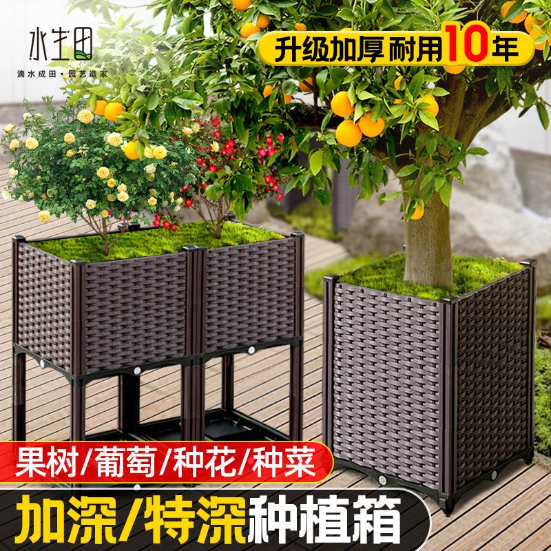 阳台蔬菜种植花箱户外种菜专用箱楼顶长方形特大号塑料花盆栽室外