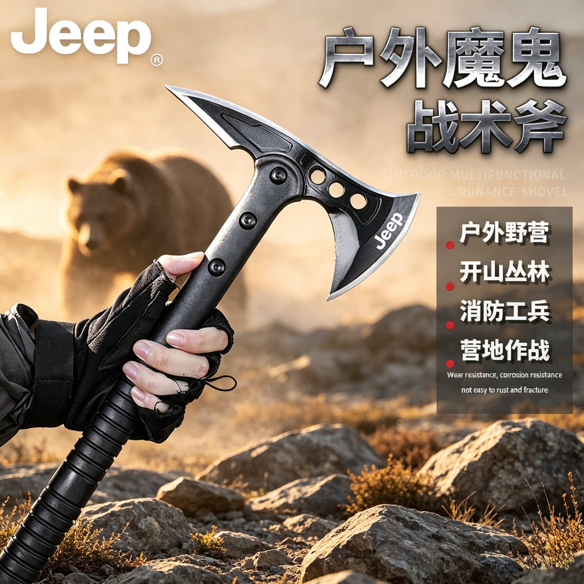 JEEP户外开山刃战术斧头防身
