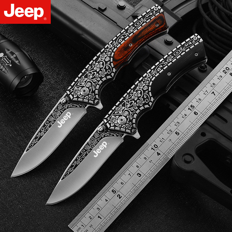 JEEP户外刀开刃高锰钢防身手匕折叠水果刀随身露营登山战术生存刀