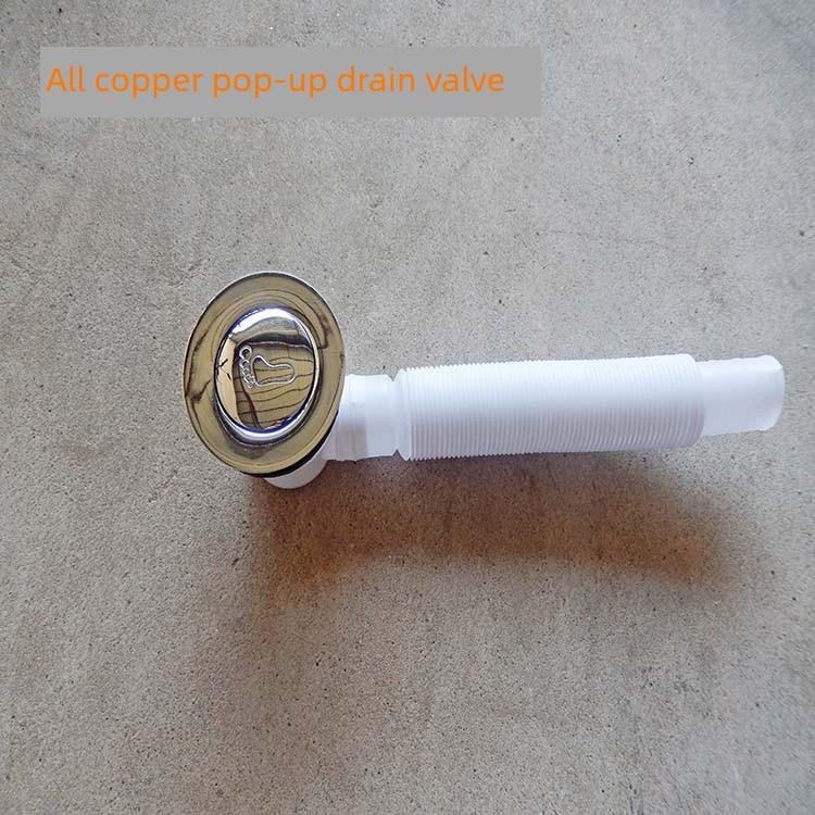 浴桶浴缸塞子下水器木盆木桶下水阀排水管全铜芯浴盆下水一套弹跳